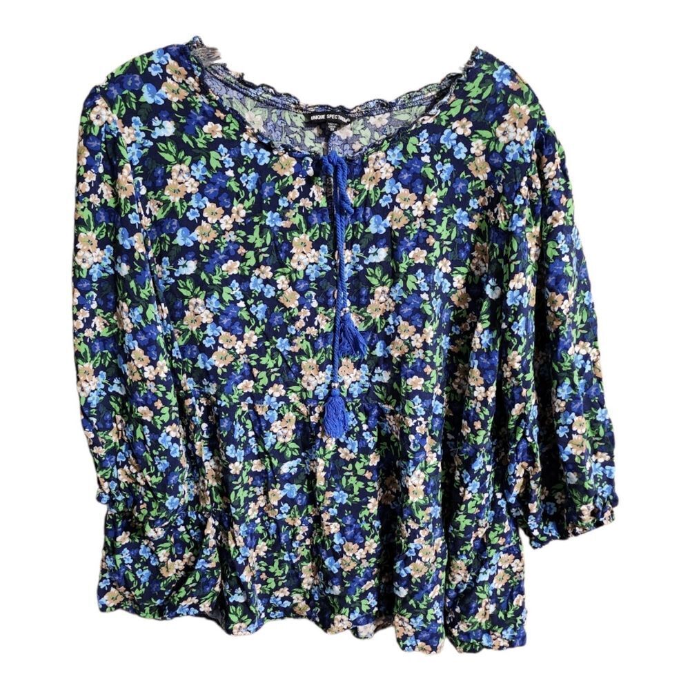 Unique Spectrum print scoop neck blouse Size 3X Woman's Multicolor Floral Boho